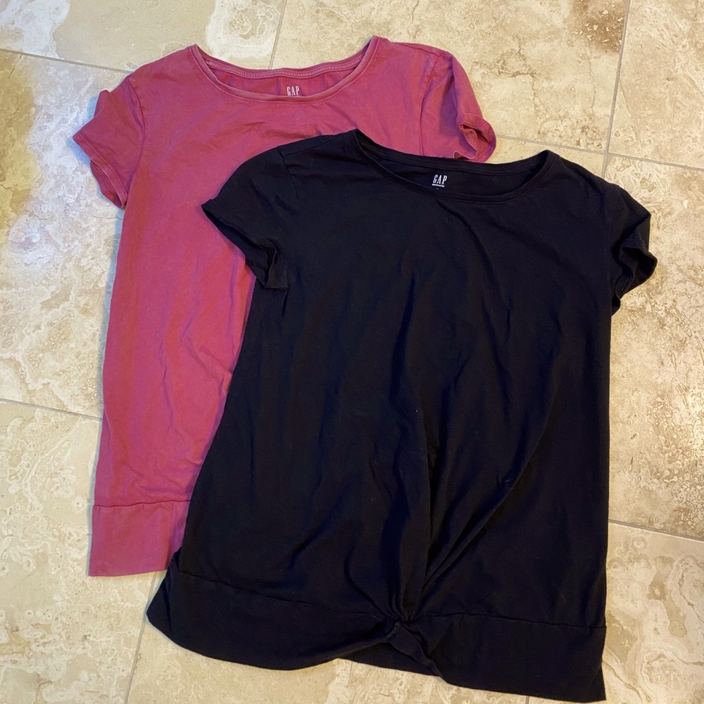 Two (2) Gap Knot-Front maternity shirts